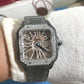 Cartier Skeleton Black & White Moissanite Iced Out Watch customdiamjewel
