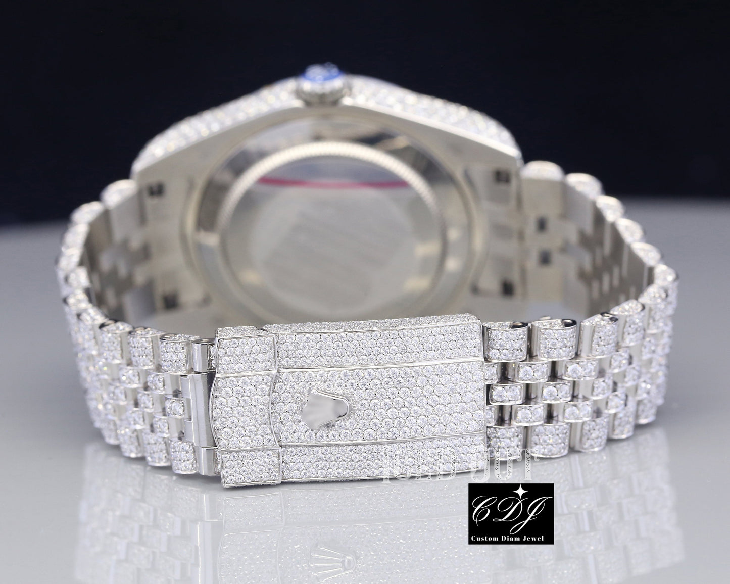 Luxury Iced Out Moissanite Diamond Datejust Rolex Watch customdiamjewel
