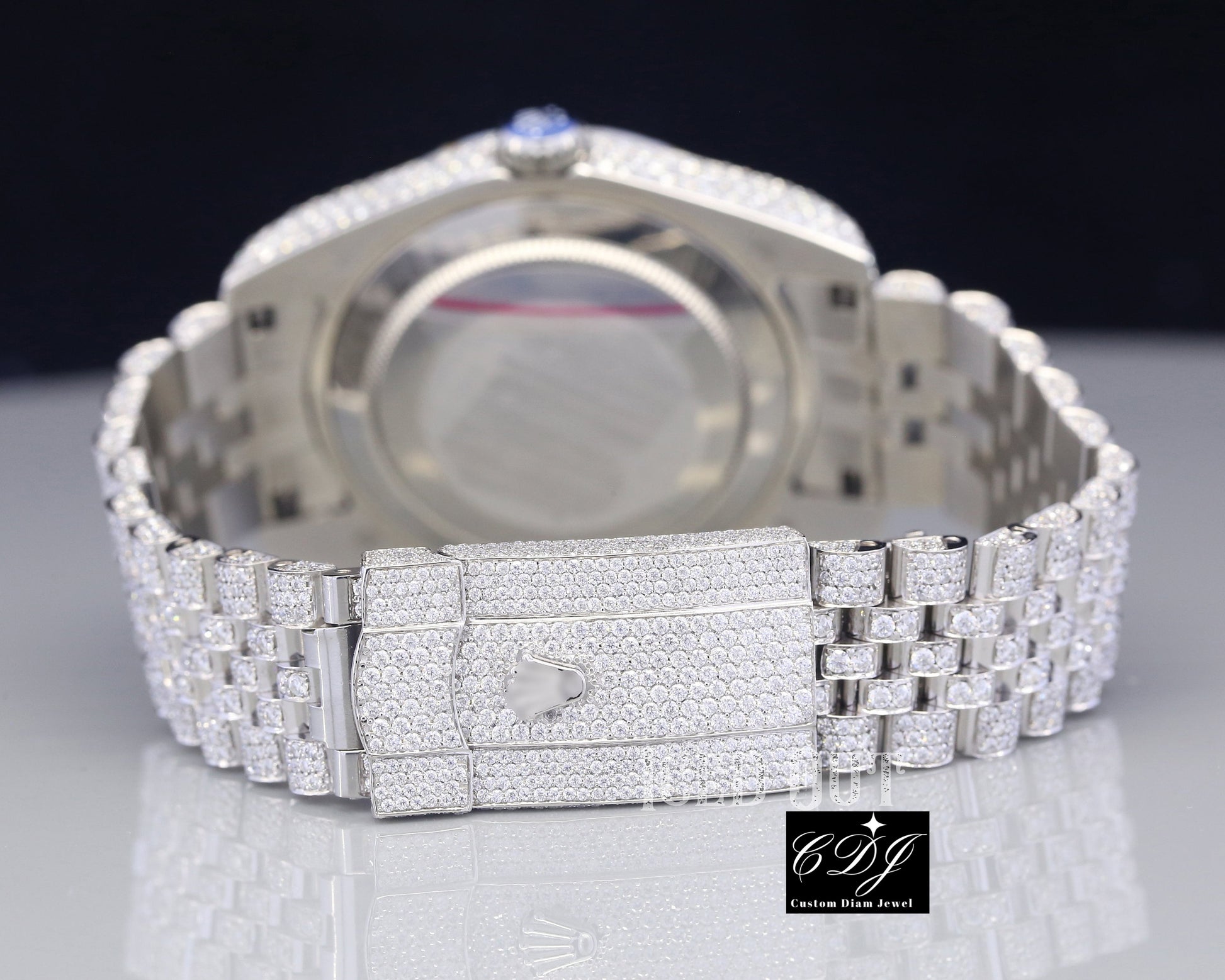 Luxury Iced Out Moissanite Diamond Datejust Rolex Watch customdiamjewel