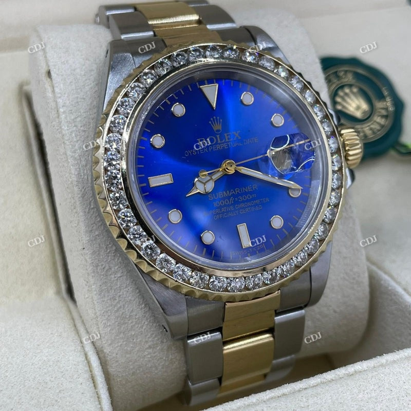 Blue Dial Rolex Oyster Belt Moissanite Watch customdiamjewel