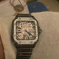 Cartier Skeleton Black & White Moissanite Iced Out Watch customdiamjewel