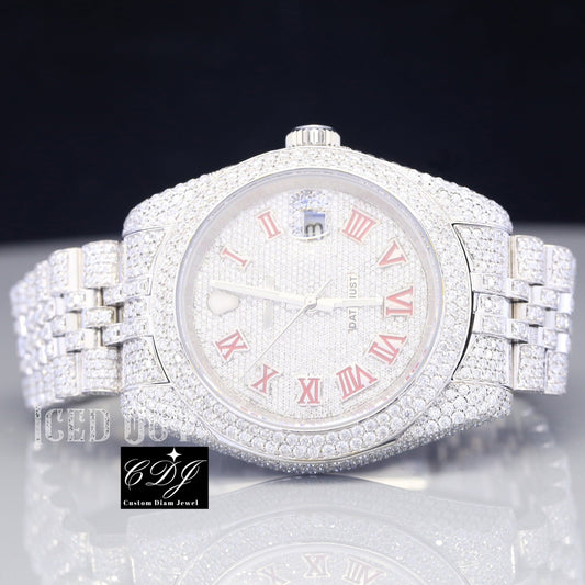Rolex Moissanite Diamond Stainless Steel Luxury Watch customdiamjewel