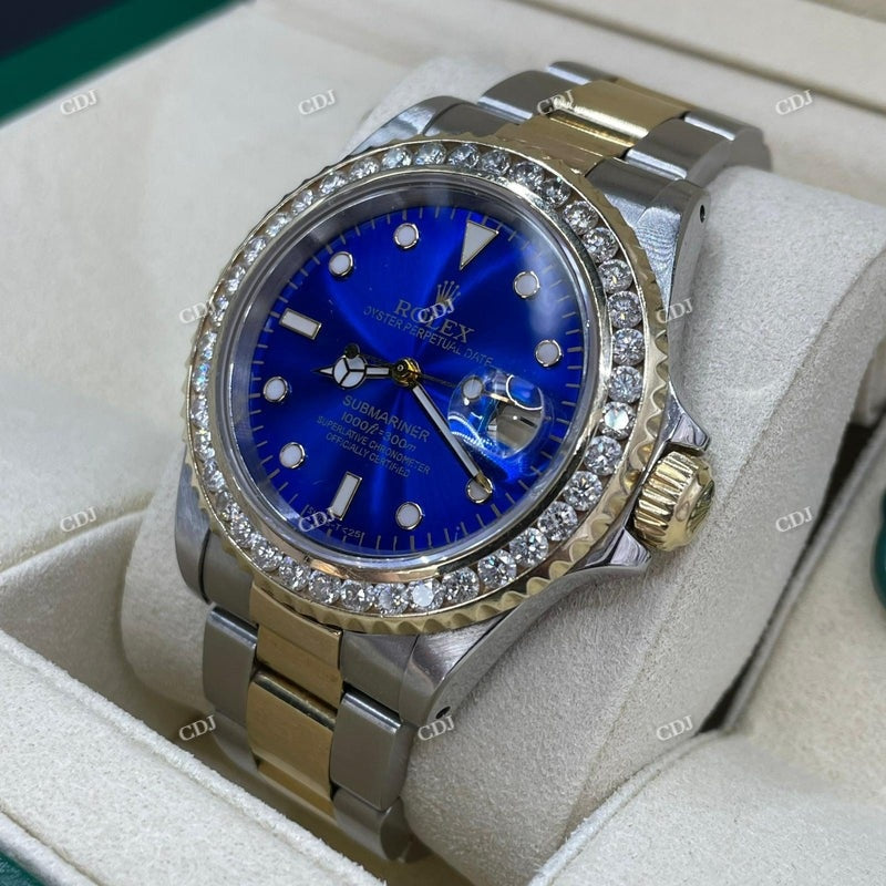 Blue Dial Rolex Oyster Belt Moissanite Watch customdiamjewel