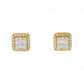 Square Shape Lab Grown Diamond Cluster Gold Earrings