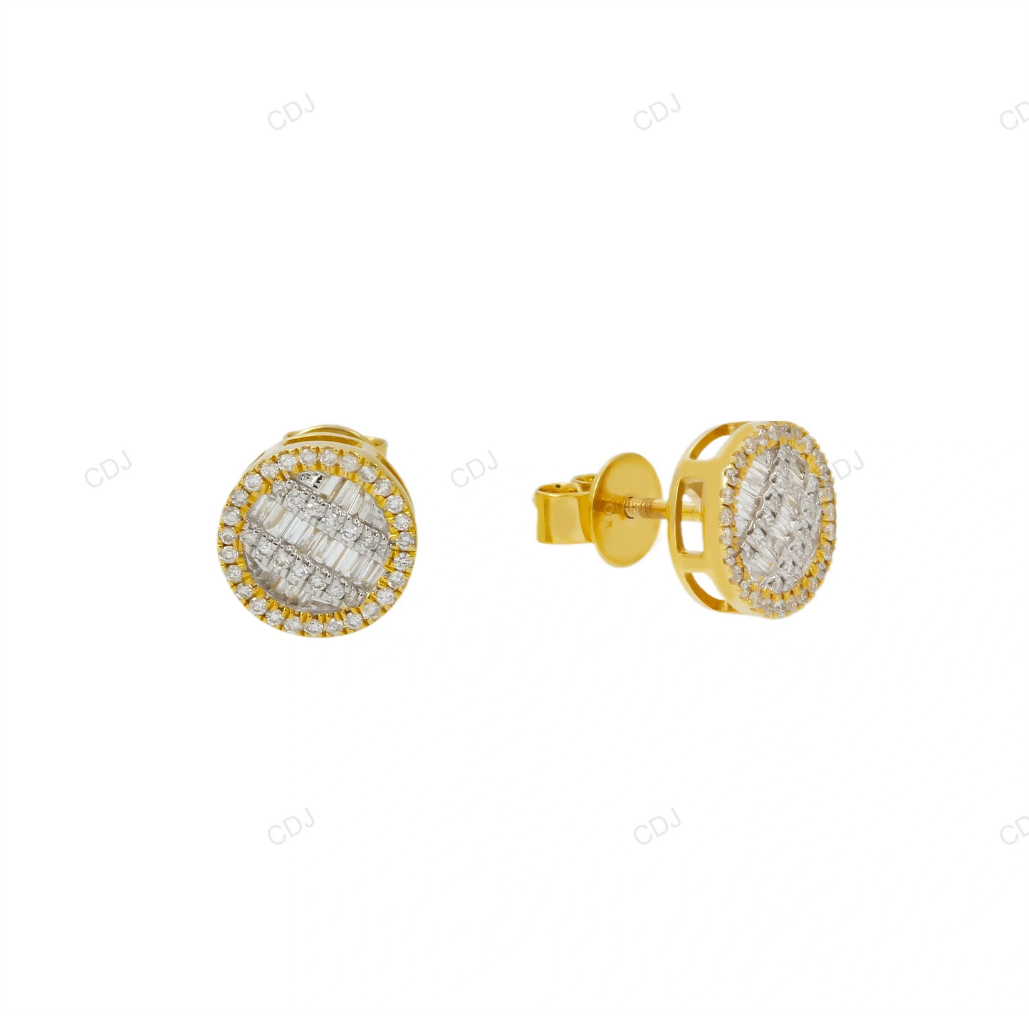 10K Gold Baguette Lab Grown Diamond Stud Earrings