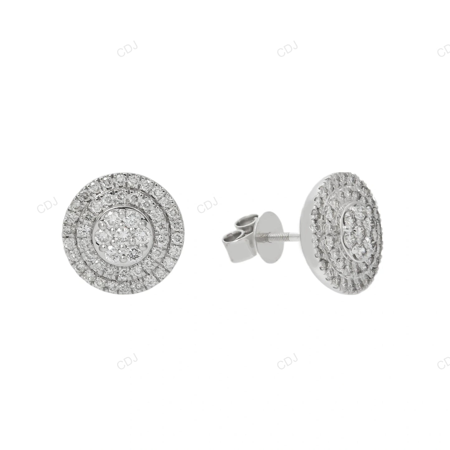 Luxury Lab Grown Diamond Halo Stud Earrings in Gold