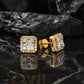 Square Shape Lab Grown Diamond Cluster Gold Earrings
