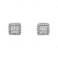 Square Shape Lab Grown Diamond Cluster Gold Earrings