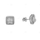 Square Shape Lab Grown Diamond Cluster Gold Earrings