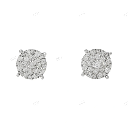 Round Cluster Lab Grown Diamond Gold Stud Earrings