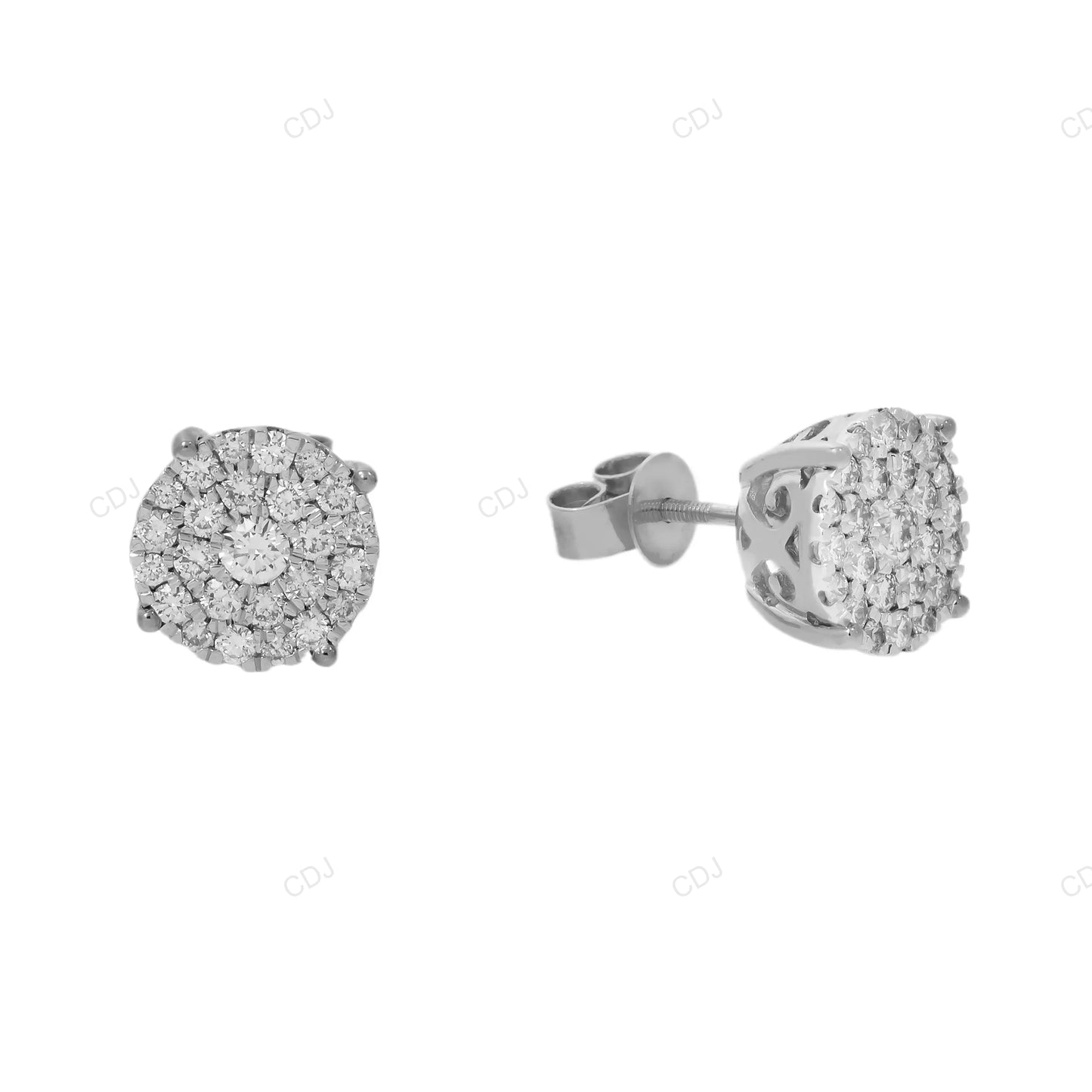 Hip Hop cluster Yellow Gold Lab Grown Diamond Earrings