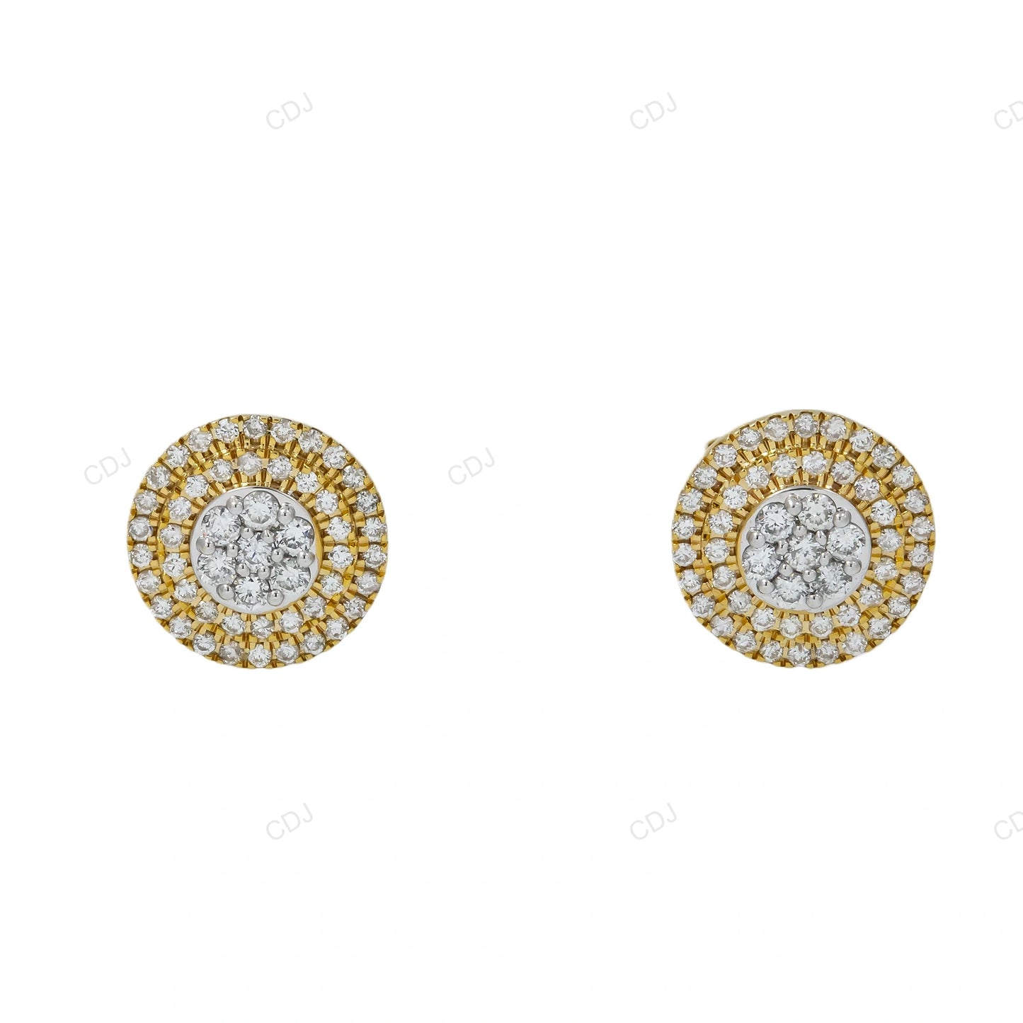 Luxury Lab Grown Diamond Halo Stud Earrings in Gold