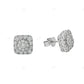 Round Lab Grown Diamond Cluster Square Gold Earring