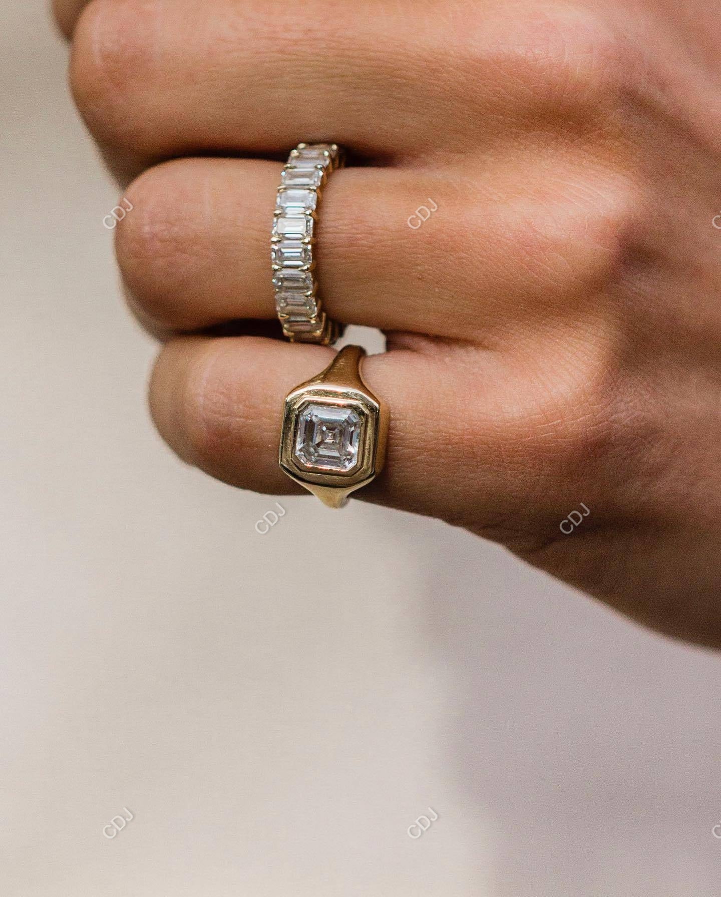 1.25 CTW Asscher Cut Moissanite Bezel Set Solitaire Ring