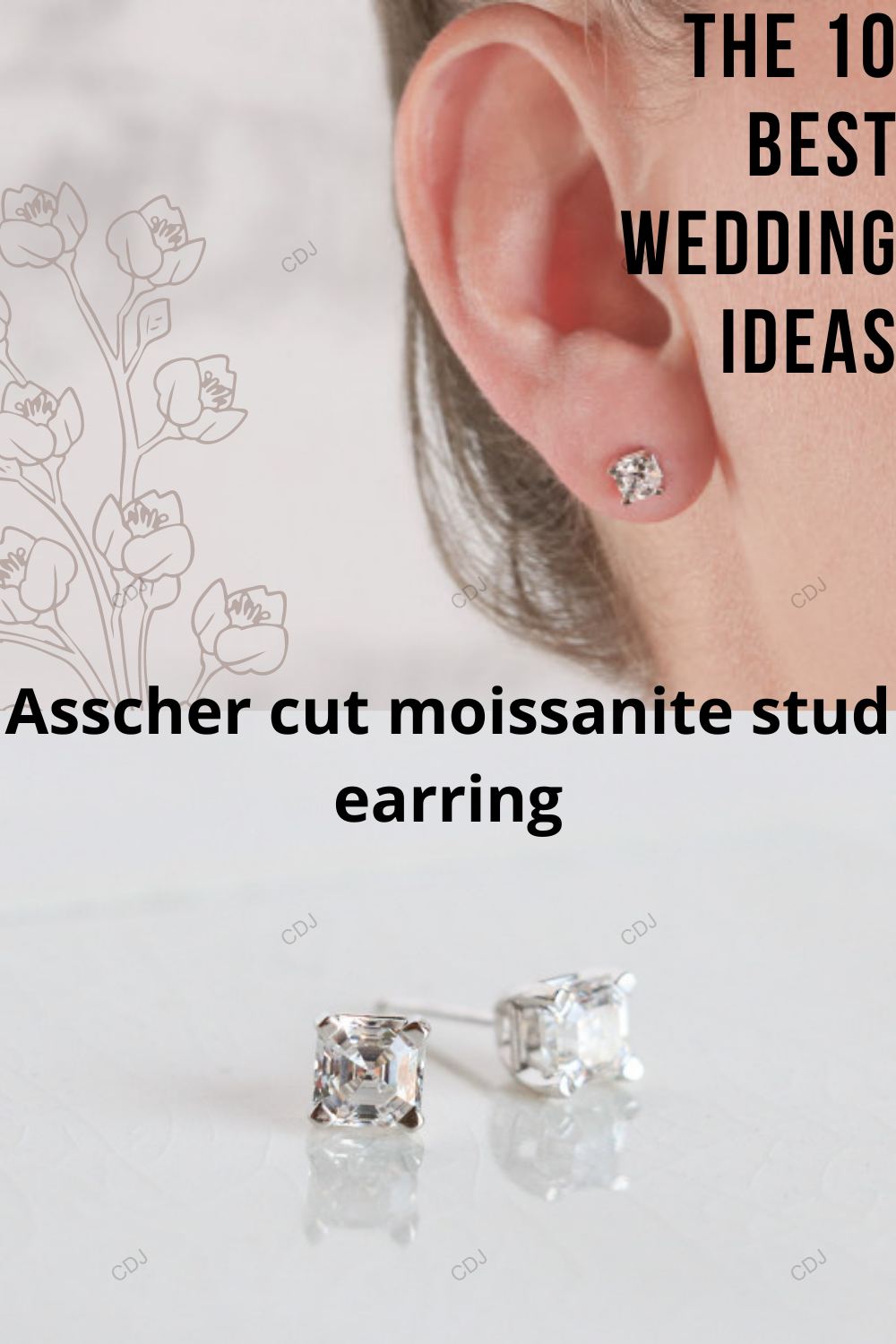 Asscher Cut CVD Diamond Stud Earrings For Women