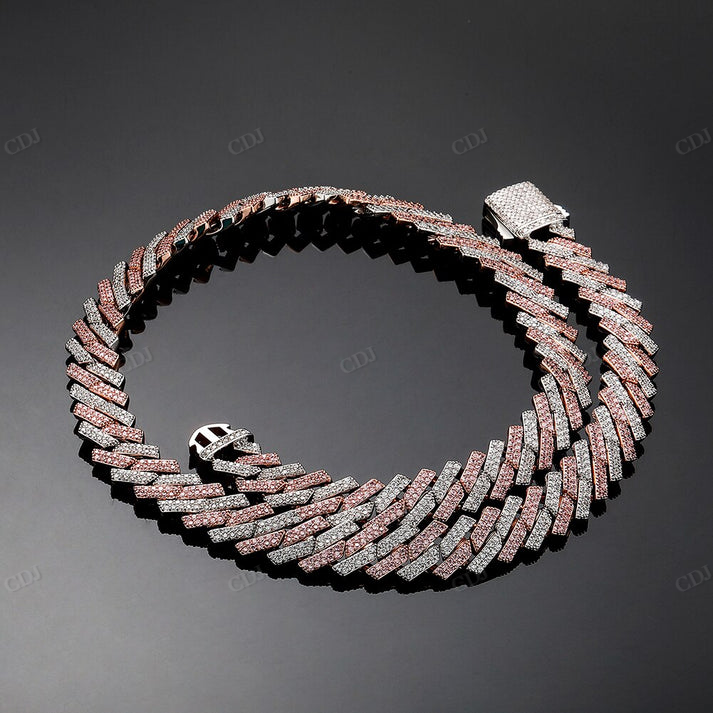 14MM Double Row Diamond Silver Cuban Chain hip hop jewelry CustomDiamJewel