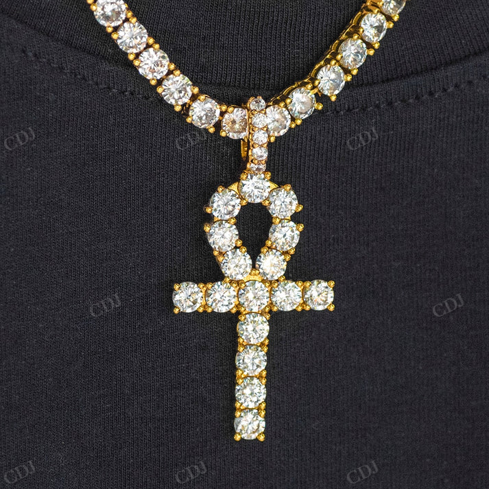 14k Gold Moissanite Cross Pendant hip hop jewelry CustomDiamJewel