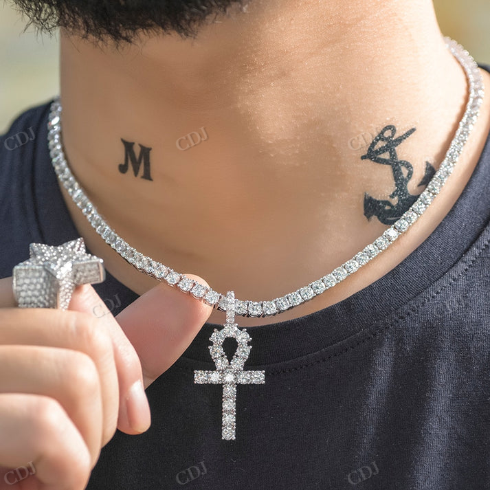 14k Gold Moissanite Cross Pendant hip hop jewelry CustomDiamJewel