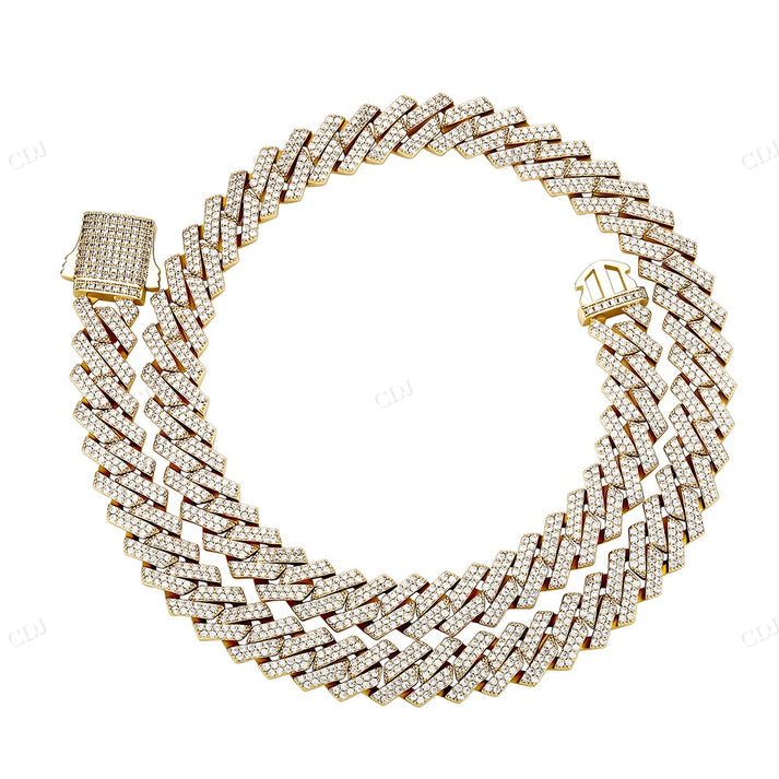 14MM Double Row Diamond Silver Cuban Chain hip hop jewelry CustomDiamJewel