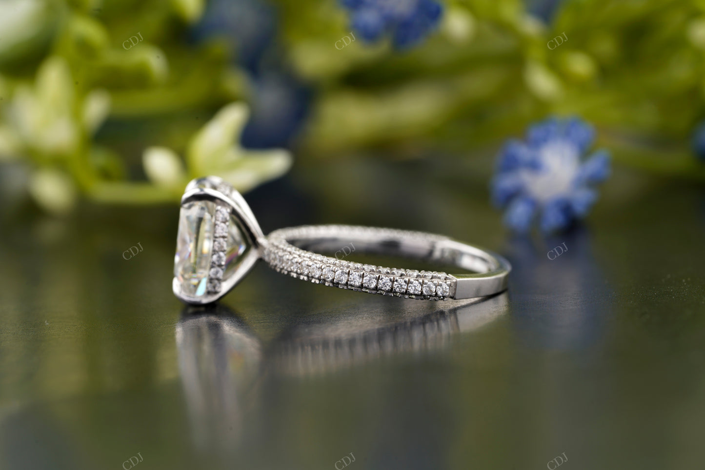 Cushion Lab-Grown Diamond Pavé Ring