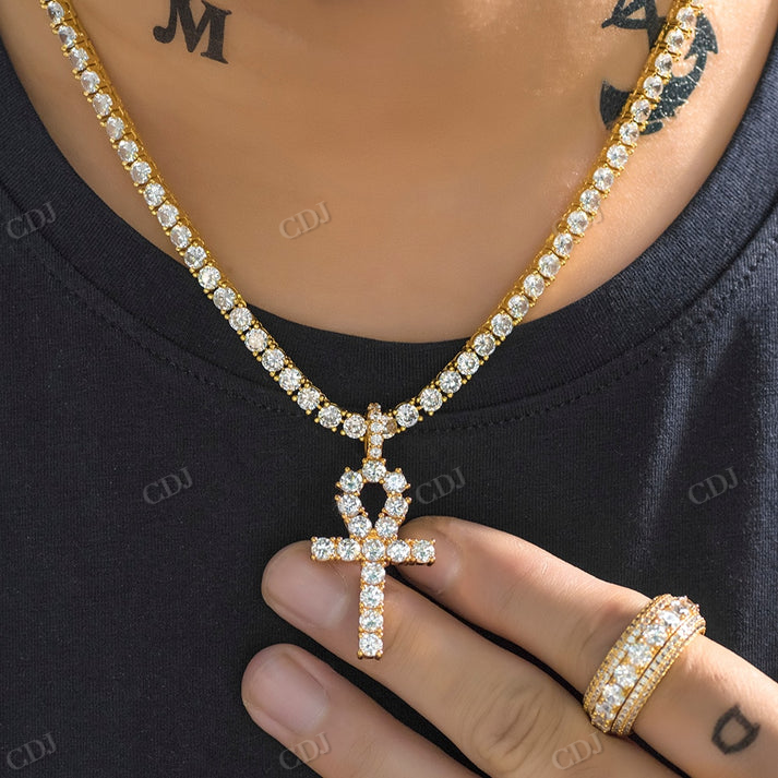 14k Gold Moissanite Cross Pendant hip hop jewelry CustomDiamJewel