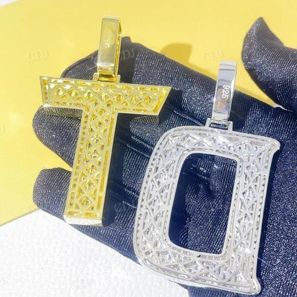 Round Mix Baguette Style Iced Out Letter Pendant customdiamjewel