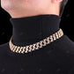 Two-Tone Moissanite Iced Out Spiked Cuban Link Chain CustomDiamJewel