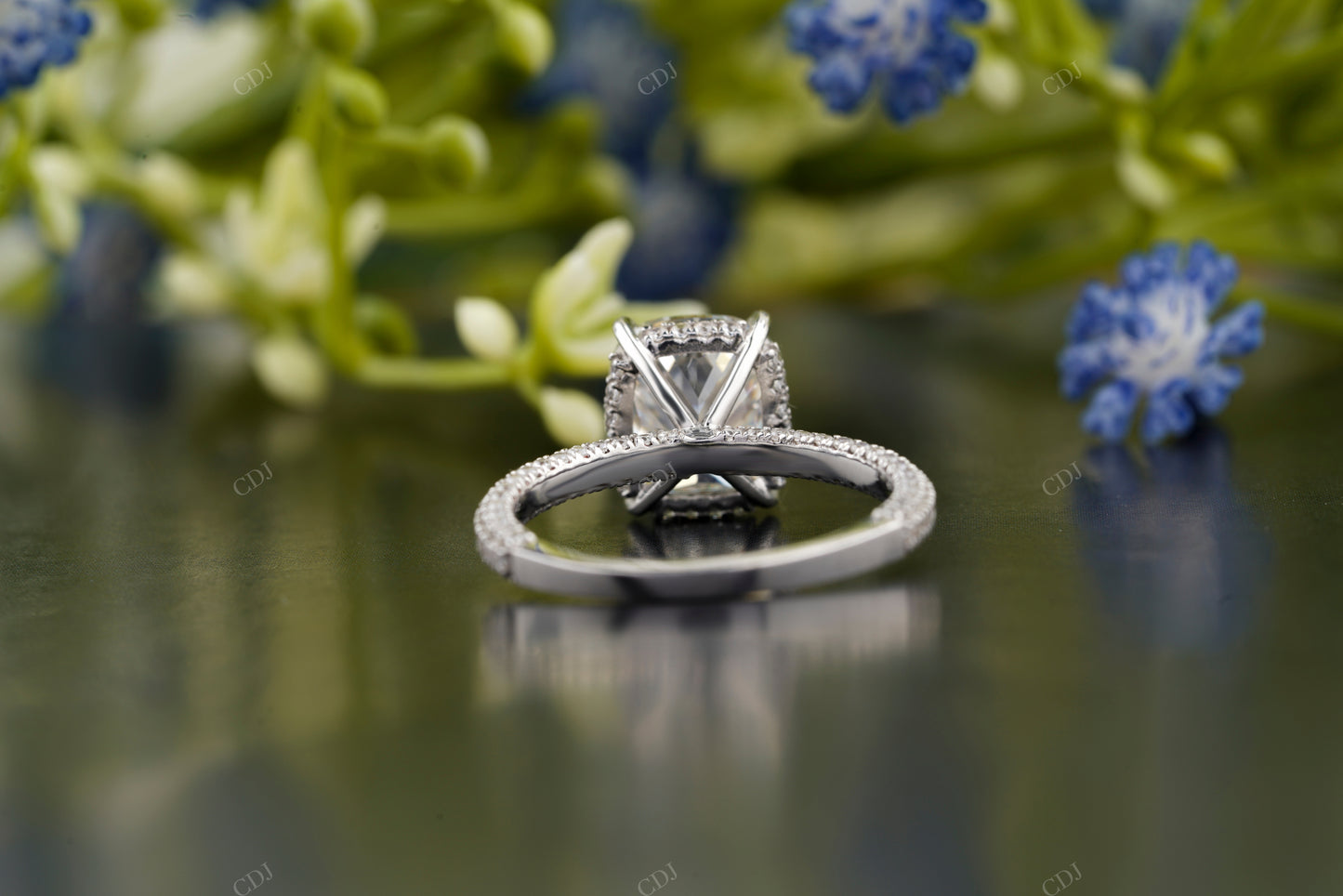 Cushion Lab-Grown Diamond Pavé Ring