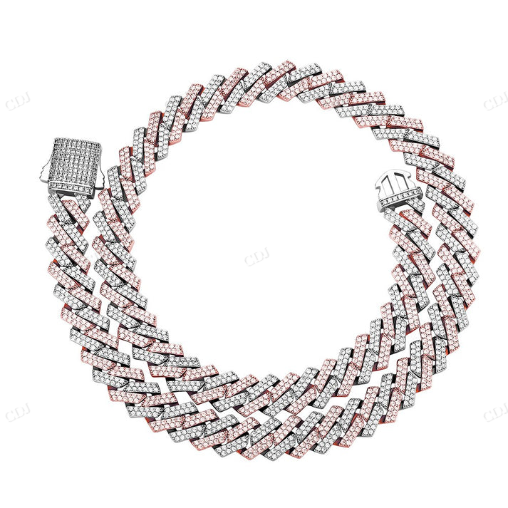 14MM Double Row Diamond Silver Cuban Chain hip hop jewelry CustomDiamJewel