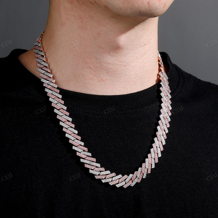 14MM Double Row Diamond Silver Cuban Chain hip hop jewelry CustomDiamJewel
