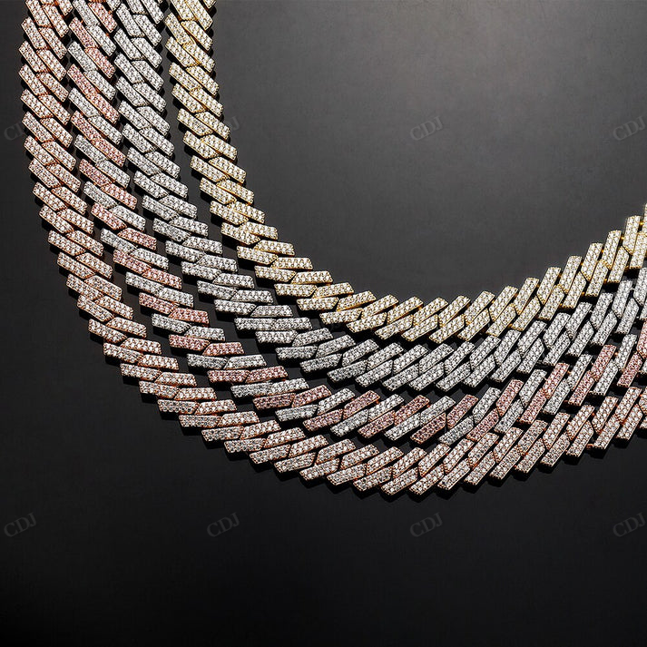 14MM Double Row Diamond Silver Cuban Chain hip hop jewelry CustomDiamJewel