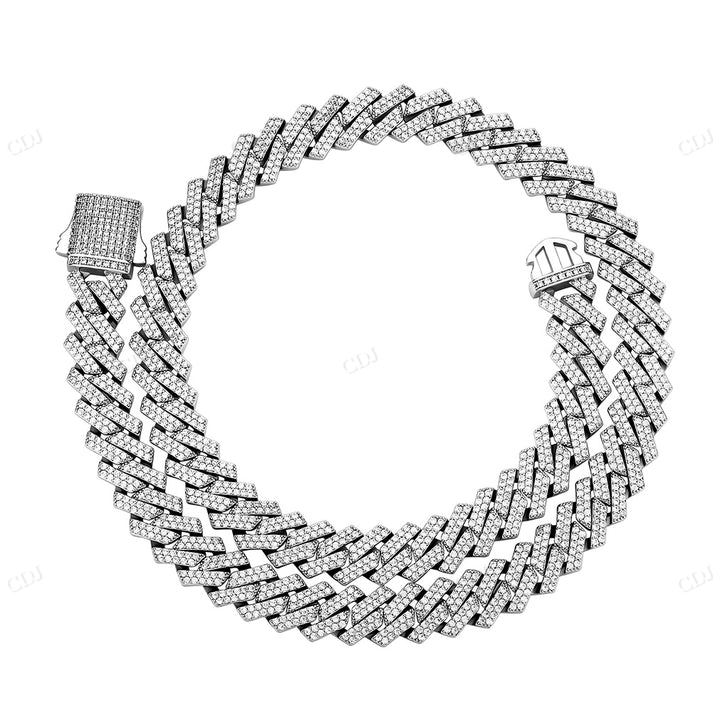 14MM Double Row Diamond Silver Cuban Chain hip hop jewelry CustomDiamJewel