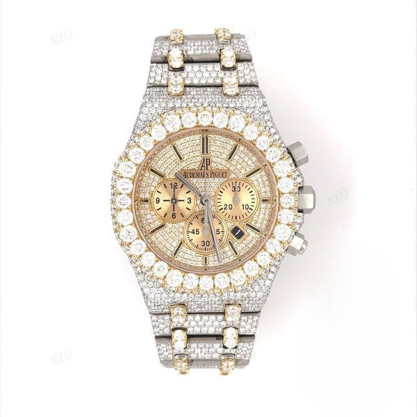 Yellow White AP Modified Moissanite Diamond Set Hip Hop Classic Boys Wrist Watch hip hop jewelry CustomDiamJewel