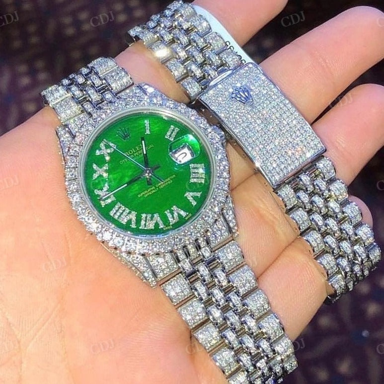 Green Dial Diamond Rolex Luxury Moissanite Watch customdiamjewel