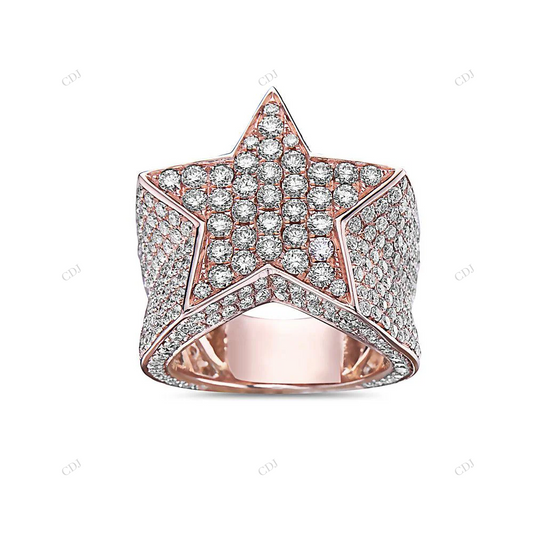14k Gold Pave Moissanite Star Ring hip hop jewelry customdiamjewel