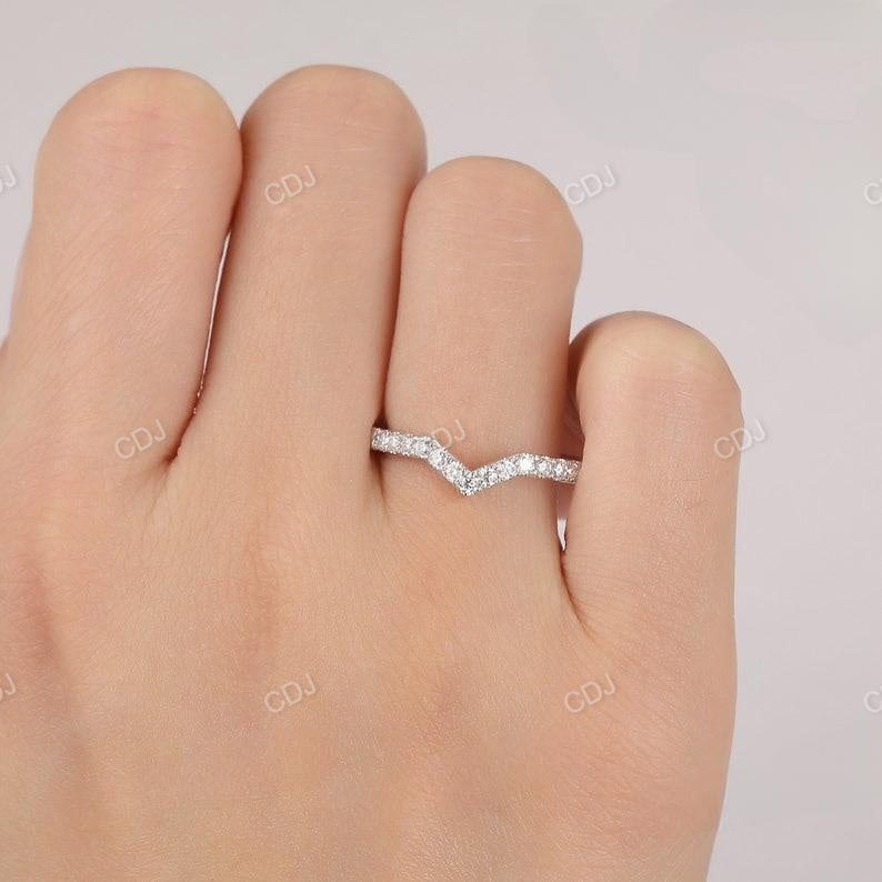 0.32CTW Round Cut Natural Diamond V Shape Half Eternity Wedding Band  customdiamjewel   