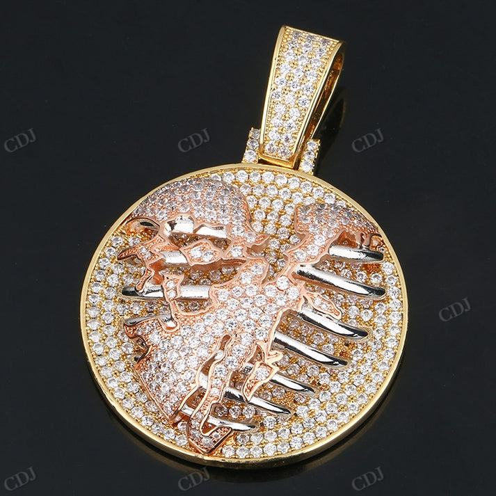 Hip Hop Heart Crack Lung Round Pendant for Men hip hop jewelry CustomDiamJewel