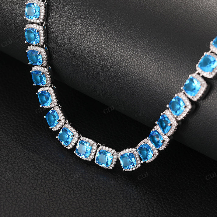 10mm Blue Diamond Clustered Tennis Chain hip hop jewelry CustomDiamJewel
