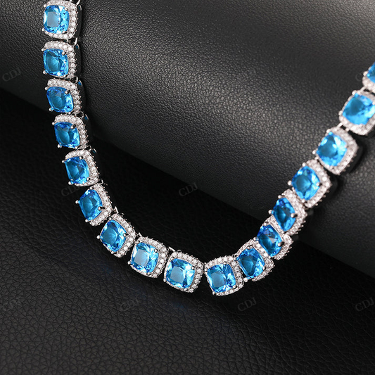 10mm Blue Diamond Clustered Tennis Chain hip hop jewelry CustomDiamJewel
