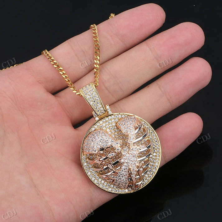 Hip Hop Heart Crack Lung Round Pendant for Men hip hop jewelry CustomDiamJewel
