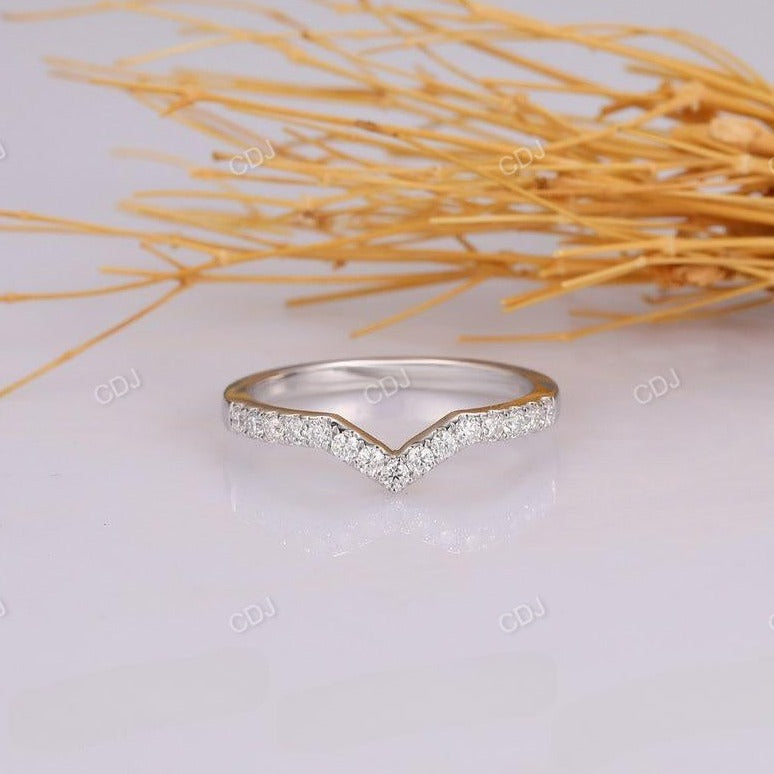 0.32CTW Round Cut Natural Diamond V Shape Half Eternity Wedding Band  customdiamjewel 10KT White Gold VVS-EF