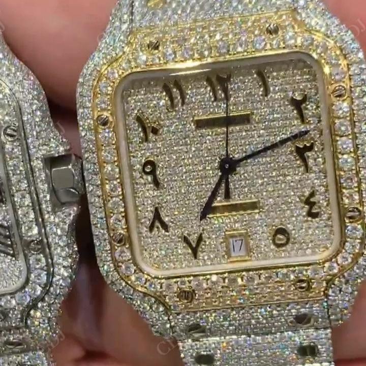 VVS Moissanite Solid Gold Plated Iced Out Hip Hop Rapper Watch hip hop jewelry CustomDiamJewel