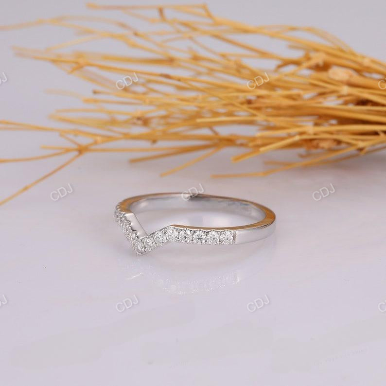 0.32CTW Round Cut Natural Diamond V Shape Half Eternity Wedding Band  customdiamjewel   