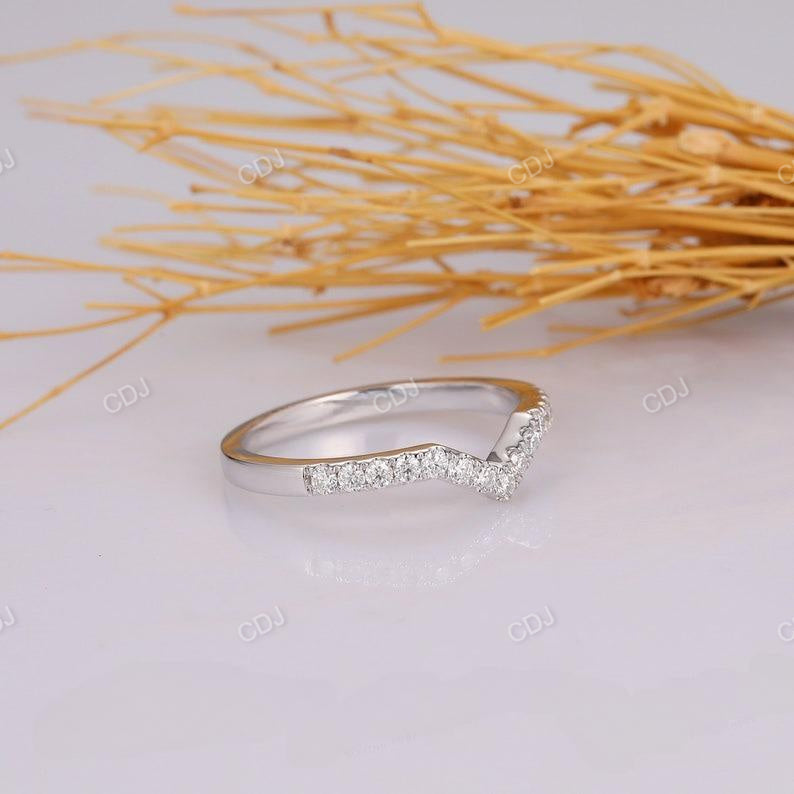 0.32CTW Round Cut Natural Diamond V Shape Half Eternity Wedding Band  customdiamjewel   