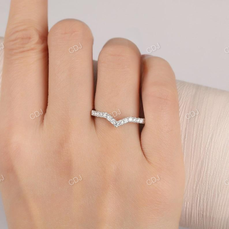 0.32CTW Round Cut Natural Diamond V Shape Half Eternity Wedding Band  customdiamjewel   