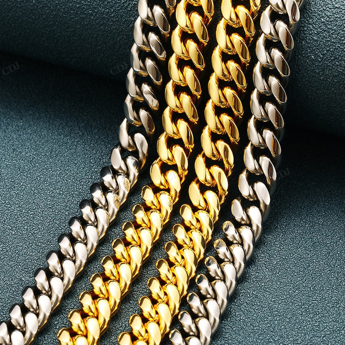 10mm Solid Gold Miami Cuban Chain hip hop jewelry CustomDiamJewel