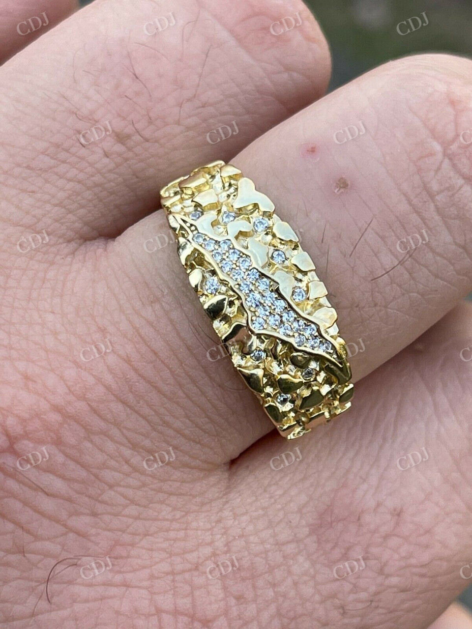 Men's diamond Nugget Iced Out Ring  customdiamjewel   