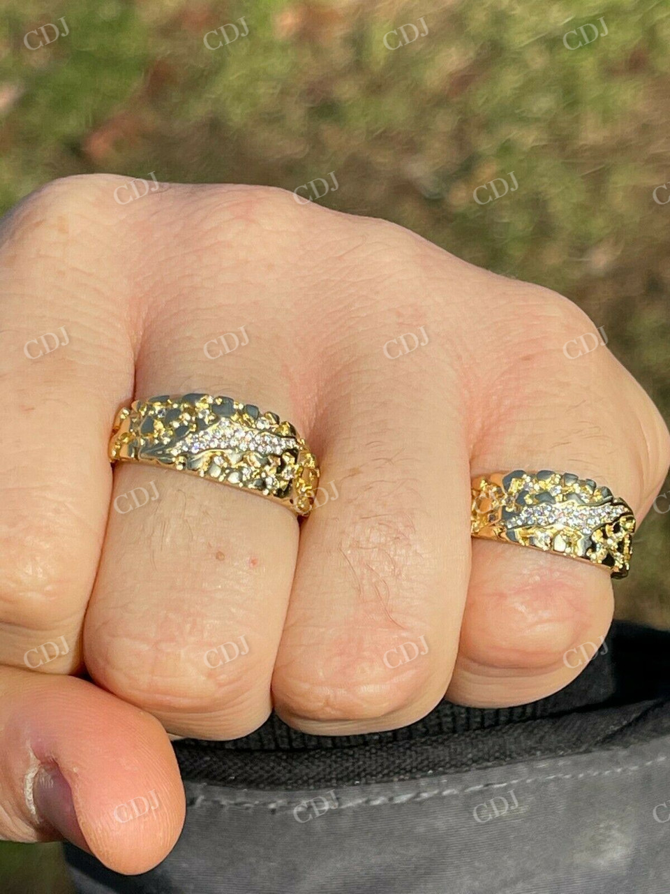 Men's diamond Nugget Iced Out Ring  customdiamjewel   
