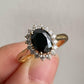 Oval Cut Black Onyx Halo Moissanite Ring