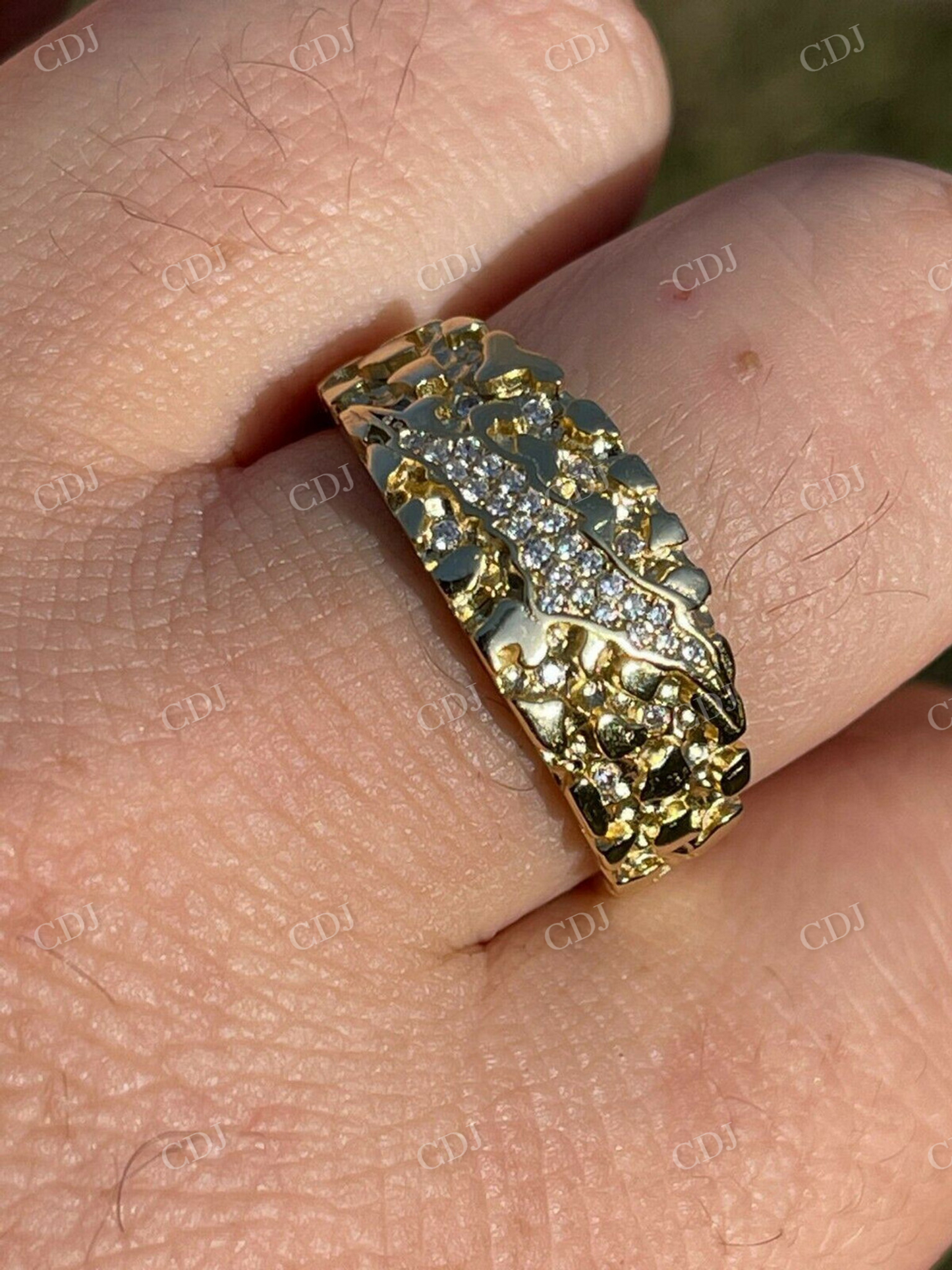 Men's diamond Nugget Iced Out Ring  customdiamjewel   